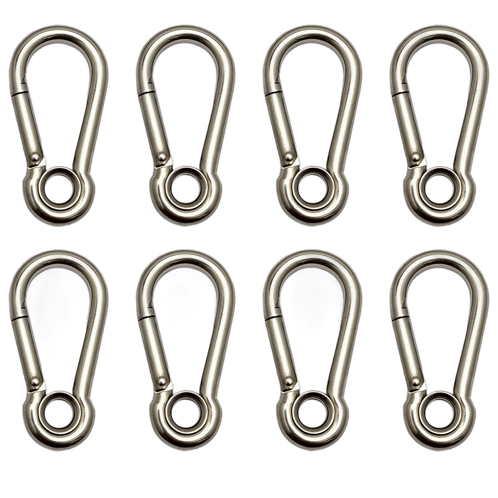 Mosquetão Engate Rápido Aço Inox Olhal 7x70mm 144kg Kit C/8
