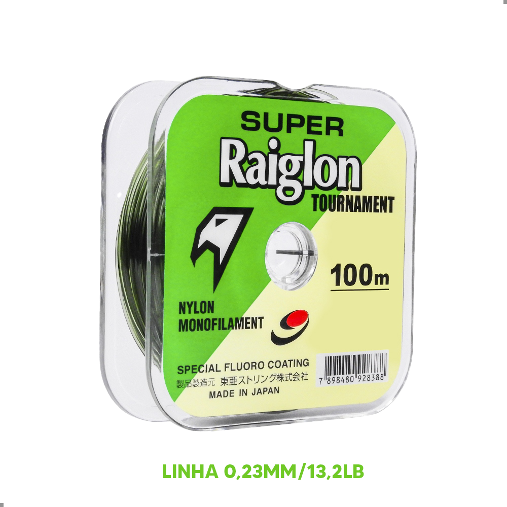 Linha Monofilamento Verde Super Raiglon 0,23mm 13,2 Lbs 100m