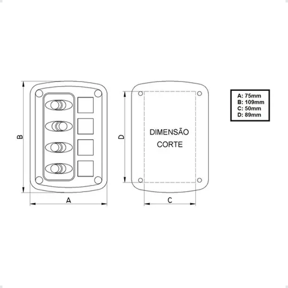 Painel Barcos 4 Funções com Iluminação nas Funções Branca