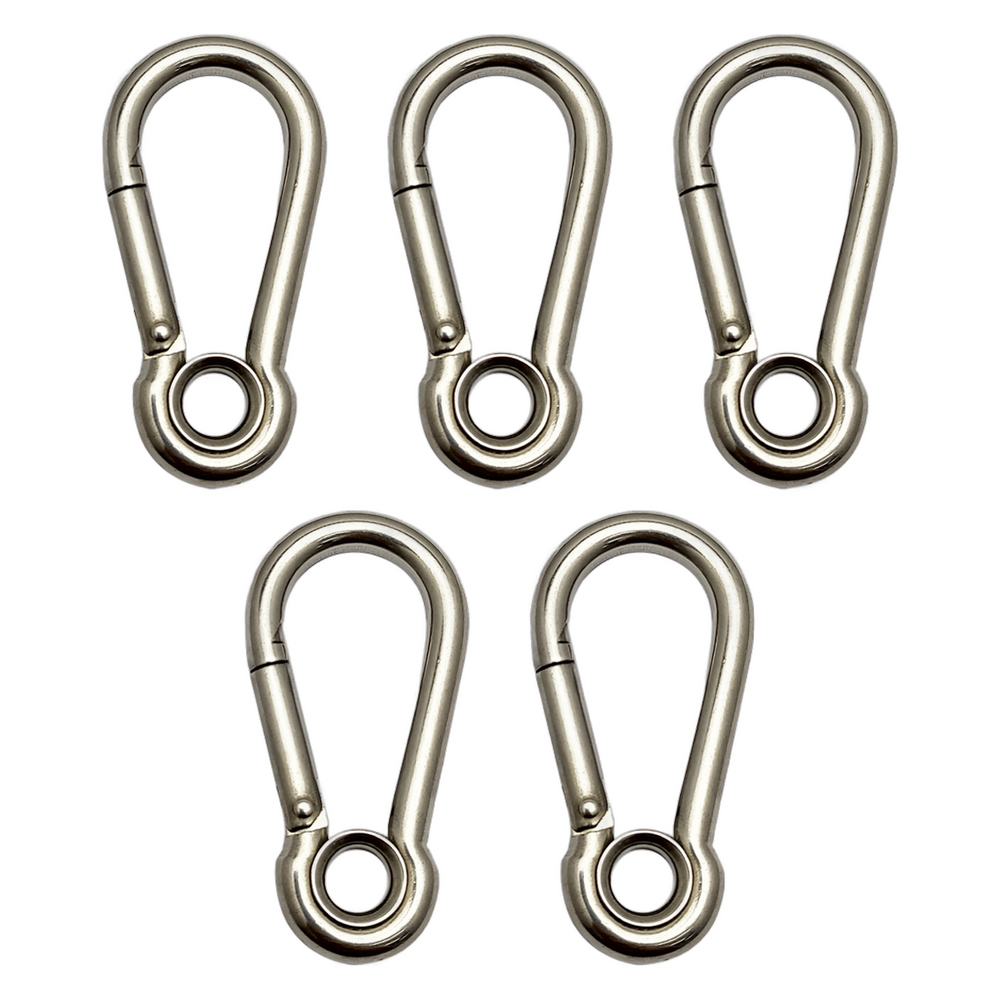Mosquetão Engate Rápido Aço Inox Olhal 7x70mm 144kg Kit C/5