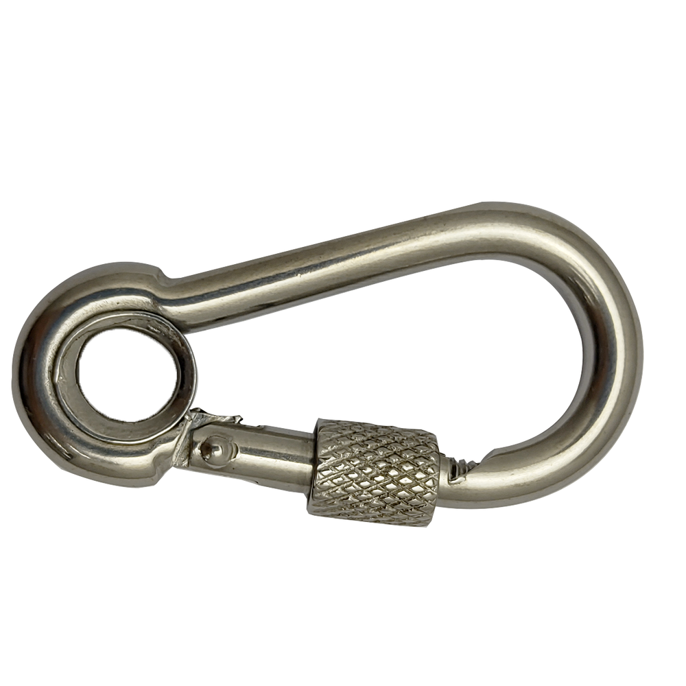 Mosquetão Engate Rápido Inox Com Olhal Trava Roscada 5x50mm