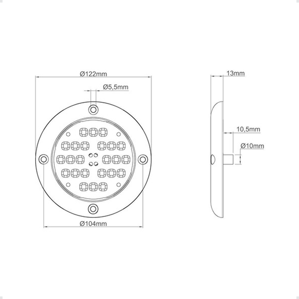 Luz Subaquática 24 Leds de Alta Intensidade 24 Leds Azuis