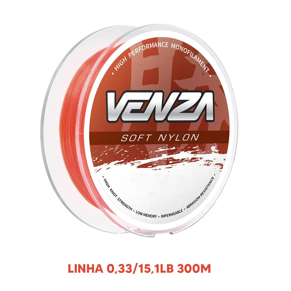 Linha Monofilamento Laranja Venza Soft 0,33mm 15,1 Lbs 300m