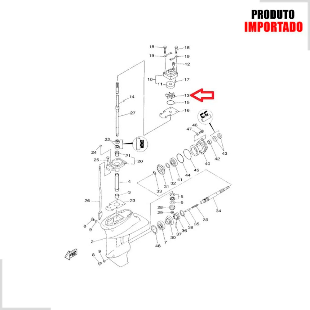 Rotor Bomba Dágua Importado Hidea 15hp Yamaha 63v4435201