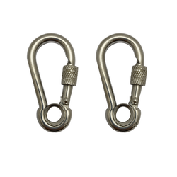 Mosquetão Engate Rápido Inox Olhal Trava Rosca 5x50m Kit C/2