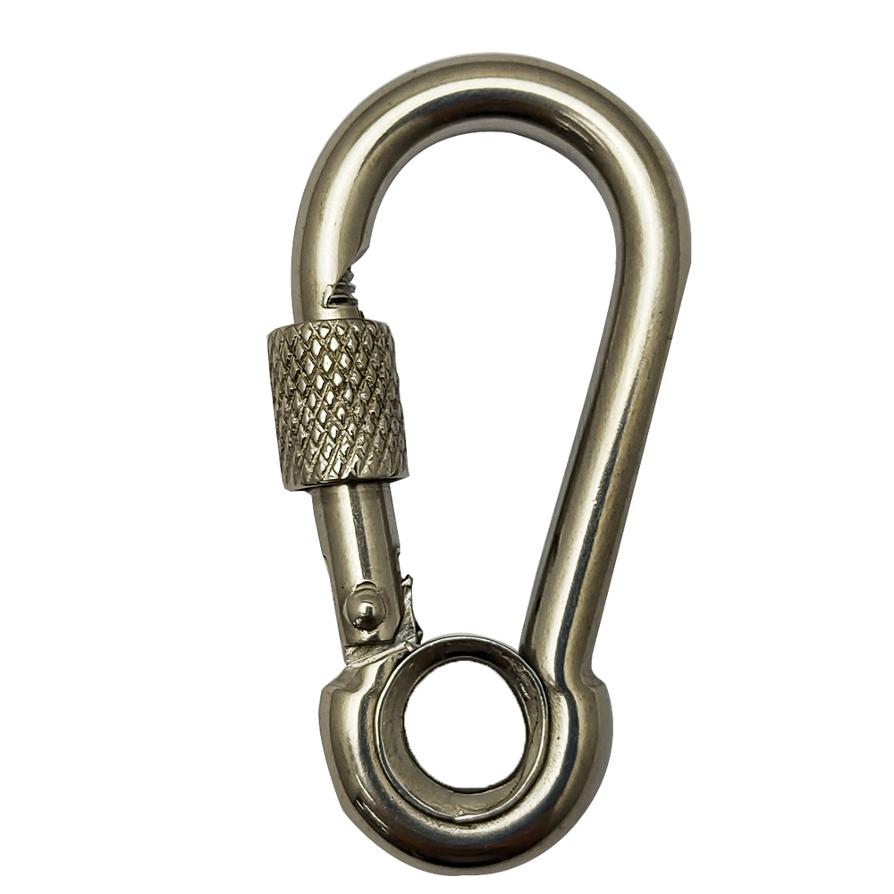 Mosquetão Engate Rápido Inox Com Olhal Trava Roscada 5x50mm