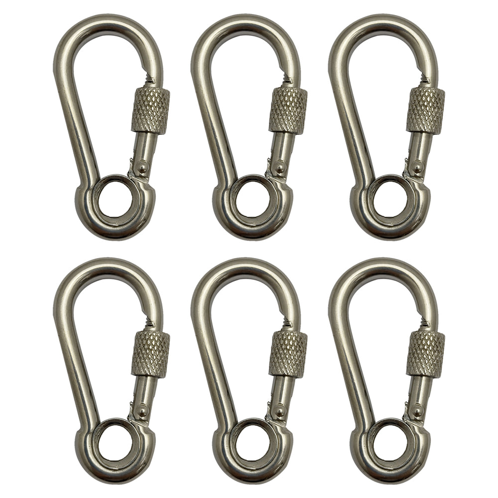 Mosquetão Engate Rápido Inox Olhal Trava Rosca 5x50m Kit C/6
