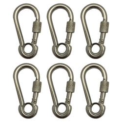 Mosquetão Engate Rápido Inox Olhal Trava Rosca 5x50m Kit C/6