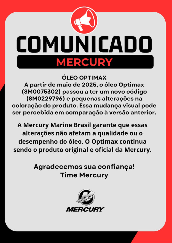 Lubrificante Mercury Optimax 2 Tempos Galão 4 Litros