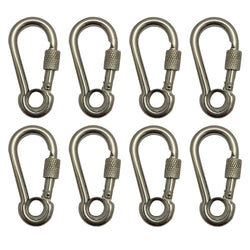 Mosquetão Engate Rápido Inox Olhal Trava Rosca 5x50m Kit C/8
