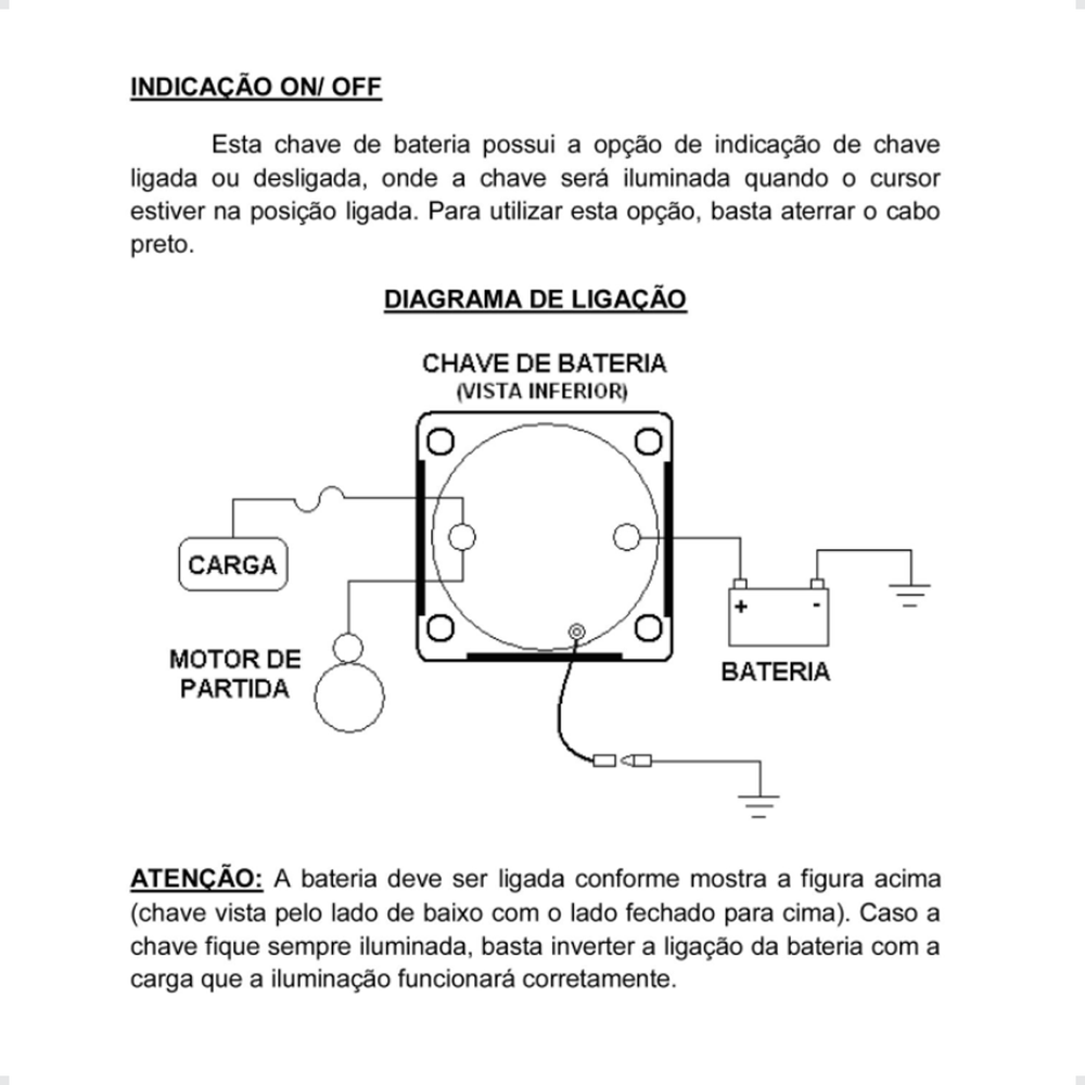 Chave Geral de Bateria 230A Com Iluminação Barcos Lanchas