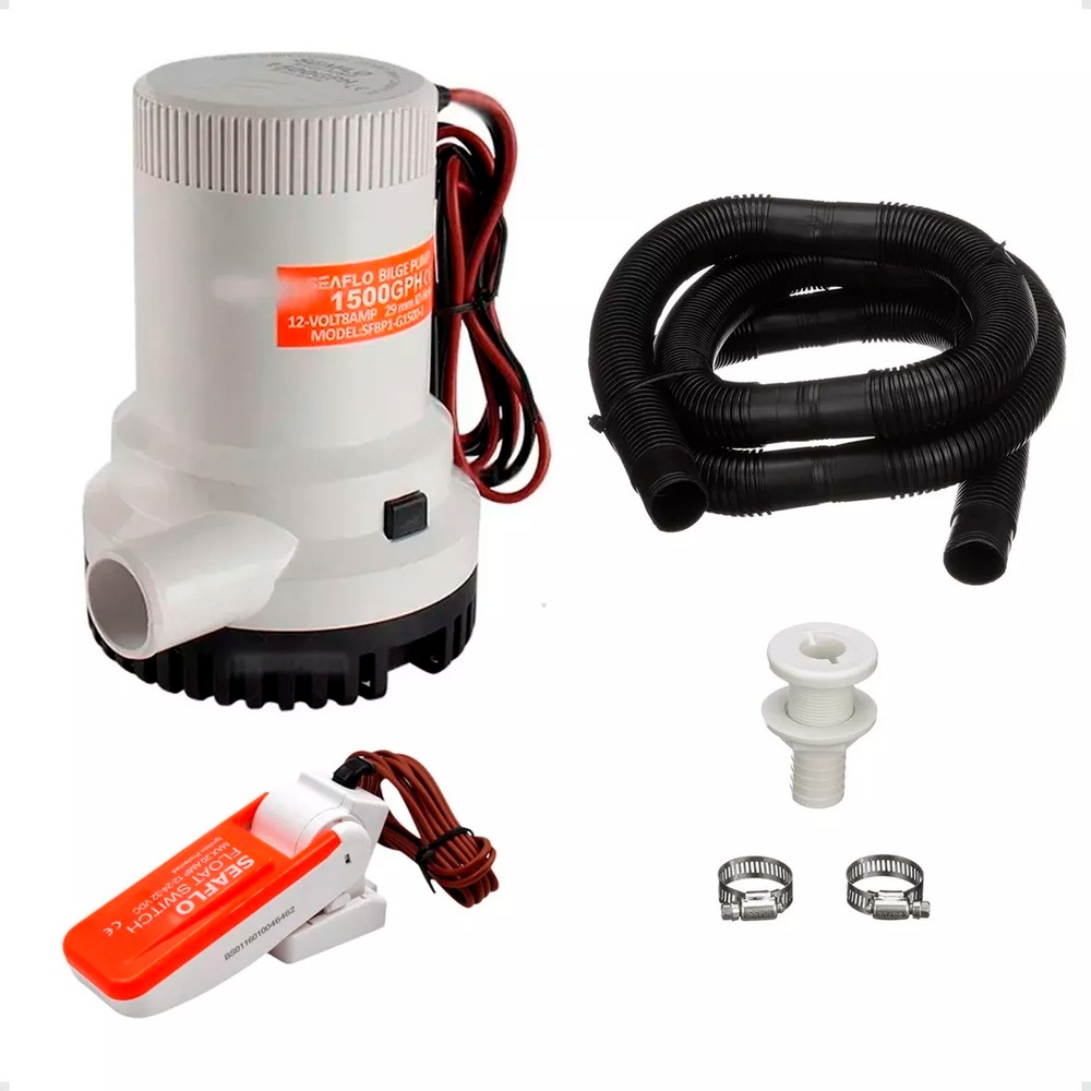 Bomba Porão Seaflo 1500 GPH + Automático + Kit Instalação