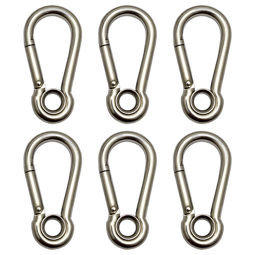 Mosquetão Engate Rápido Aço Inox Olhal 7x70mm 144kg Kit C/6