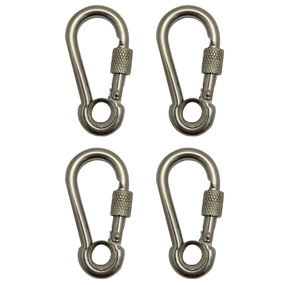 Mosquetão Engate Rápido Inox Olhal Trava Rosca 5x50m Kit C/4