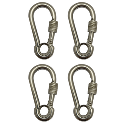 Mosquetão Engate Rápido Inox Olhal Trava Rosca 5x50m Kit C/4